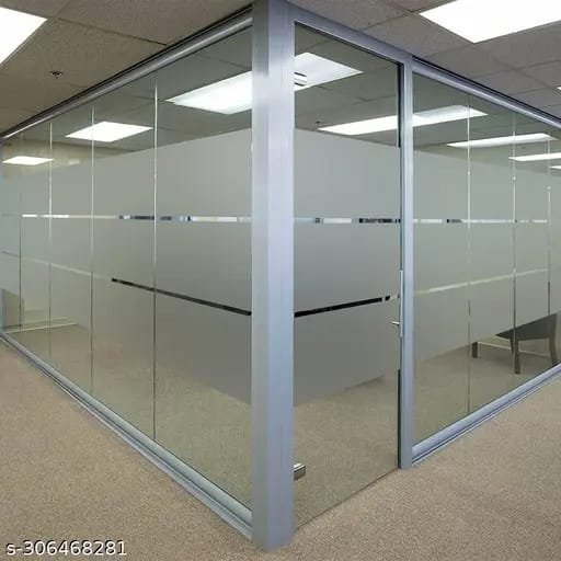 Office corner glass room with privacy film