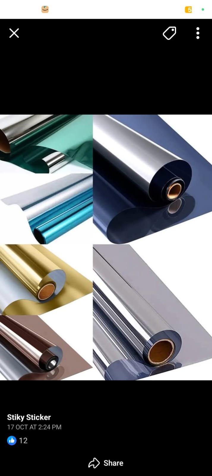 Reflective glass film color roll samples